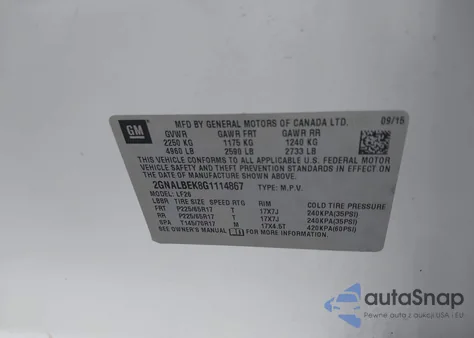 2016 Chevrolet Equinox Ls z USA, uszkodzony, nr VIN 2GNALBEK8G1114867